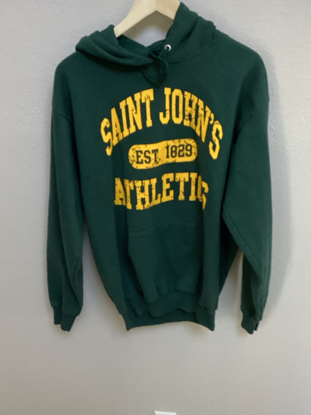 Port and Company Forest Green Hoodie with Yellow Saint John's Graphic